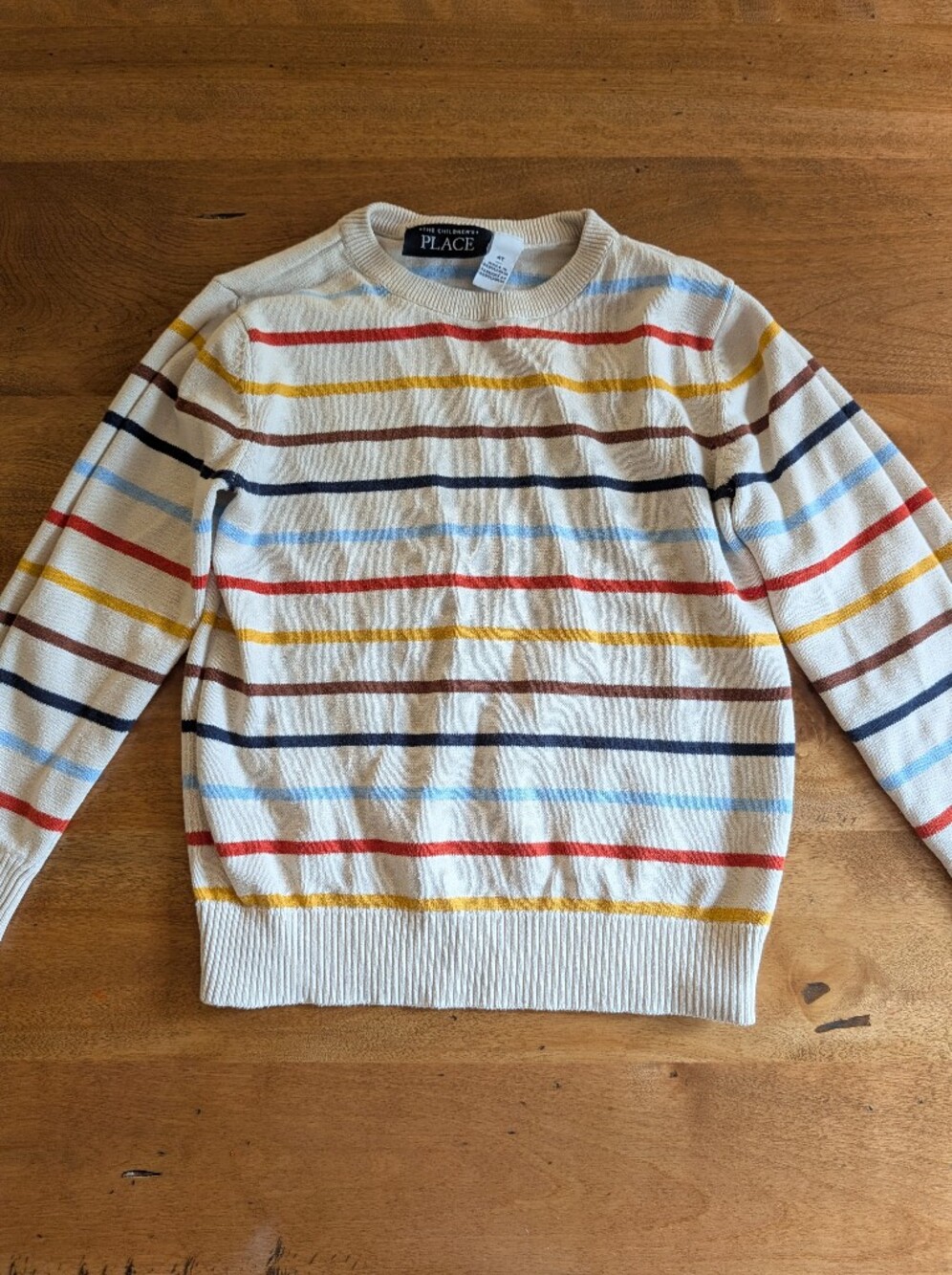 Children's Place Toddler Boys Multi- Colored Striped Cream Sweater, Size 4T